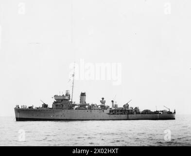 HMS BRAMBLE, BRITISH HALCYON CLASSE MINESWEEPER. 1941. Royal Navy, HMS Brigham, Minesweeper, (1953) Foto Stock