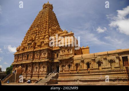 Vimana, Brihadeeswarar (Brihadisvara) tempio indù Chola, Thanjavur, sito patrimonio dell'umanità dell'UNESCO, Tamil Nadu, India, Asia Foto Stock