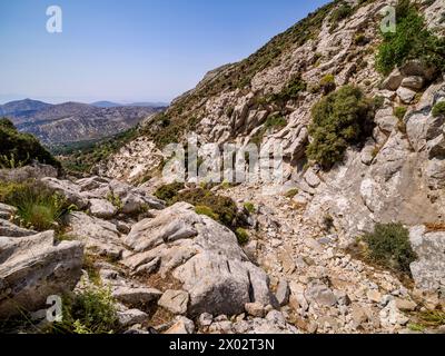 Sentiero per il Monte ZAS (Zeus), isola di Naxos, Cicladi, isole greche, Grecia, Europa Foto Stock