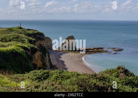 La Pointe du hoc, Cricqueville-en-Bessin, Calvados, Normandia, Francia, Europa Foto Stock