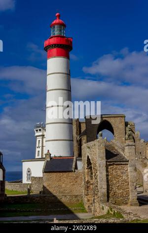 Faro, Pointe Saint-Mathieu, Plougonvelin, Finistere, Bretagna, Francia, Europa Foto Stock