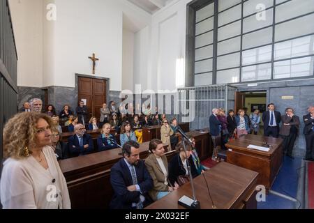 Comunicazione per l'uccisione a colpi di pistola in tribunale dell'avvocato Lorenzo Claris Appiani, del giudice Fernando Ciampi e di Giorgio erba del 9 aprile 2015 presso la seconda sezione penale - settimana - Cronaca - Milano, Italia - Martedì, 9 aprile 2024 (foto Stefano porta/LaPresse) commemorazione per la sparatoria di morte in tribunale dell'avvocato Lorenzo Claris Appiani, del giudice Fernando Ciampi e di Giorgio erba il 9 aprile 2015 presso la seconda sezione penale - News - Milano, Italia - martedì 9 aprile 2024 (foto Stefano porta/LaPresse) Foto Stock