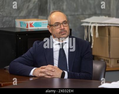 Mario Ciampi alla memoria per l'uccisione a colpi di pistola in tribunale dell'avvocato Lorenzo Claris Appiani, del giudice Fernando Ciampi e di Giorgio erba del 9 aprile 2015 presso la seconda sezione penale - settimana - Cronaca - Milano, Italia - Martedì, 9 aprile 2024 (foto Stefano porta/LaPresse) Mario Ciampi alla commemorazione per la morte di una pistola in tribunale dell'avvocato Lorenzo Claris Appiani, del giudice Fernando Ciampi e di Giorgio erba il 9 aprile 2015 presso la seconda sezione penale - News - Milano, Italia - martedì 9 aprile 2024 (foto Stefano porta/LaPresse) Foto Stock