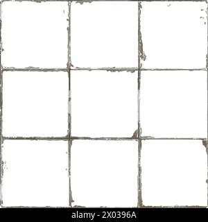 Malta. Cuciture in ceramica marrone invecchiata con scheggiature lungo i bordi delle piastrelle. Fase griglia 3 per 3. Immagine vettoriale. Motivo senza cuciture.ideale per l'imitazione di piastrelle Illustrazione Vettoriale