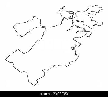 Mappa della città di Boston isolata su sfondo bianco, Stati Uniti Illustrazione Vettoriale