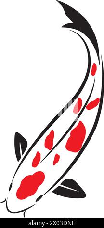 icona del pesce rosso koi illustrazione vettoriale disegno del simbolo Illustrazione Vettoriale