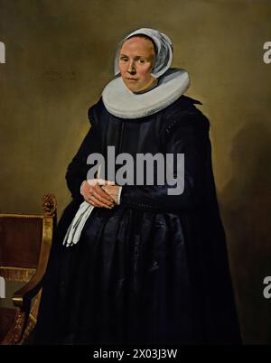 Ritratto di Feyntje van Steenkiste 1635 Frans Hals, 1582-1666, Anversa- Haarlem, olandese, Paesi Bassi, ritratto di Feyntje van Steenkiste 1635 XVII secolo, età dell'oro olandese ( figlia di un mercante di potassio mennonita e fidanzata con Lucas de Clercq, anch'egli un mercante di potassio mennonita, ) Foto Stock
