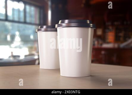 Coffee Cup Mockup 3D Rendering sfondo isolato Foto Stock