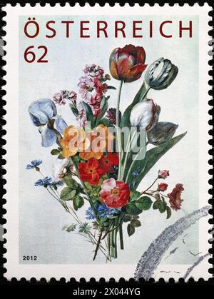 Bel bouquet su francobollo austriaco Foto Stock