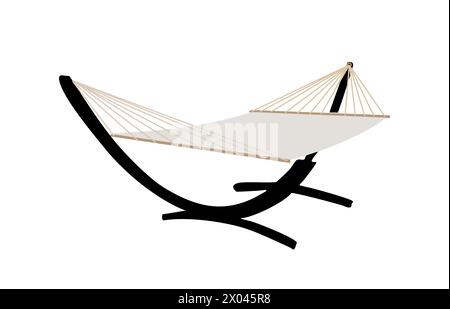 Amaca in tessuto beige appesa alla struttura in metallo. Illustrazione Vettoriale
