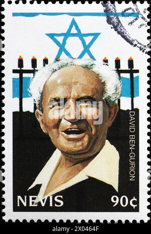 Ritratto di David Ben-Gurion su francobollo Foto Stock