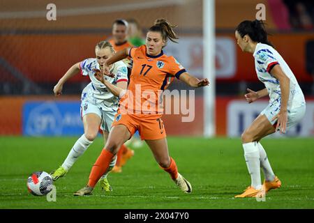 BREDA - Victoria Pelova d'Olanda durante la partita di qualificazione al Campionato europeo femminile nel gruppo A1 tra Paesi Bassi e Norvegia allo stadio Rat Verlegh il 9 aprile 2024 a Breda, Paesi Bassi. ANP GERRIT VAN COLOGNE Foto Stock