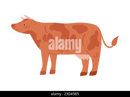 Allevamento di bovini. Attività di allevamento, illustrazione vettoriale piatta per la crescita di animali del ranch Illustrazione Vettoriale