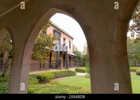 Il quartier generale storico del generale William T. Sherman durante la sua occupazione di Savannah durante la guerra civile americana, ora museo. Foto Stock