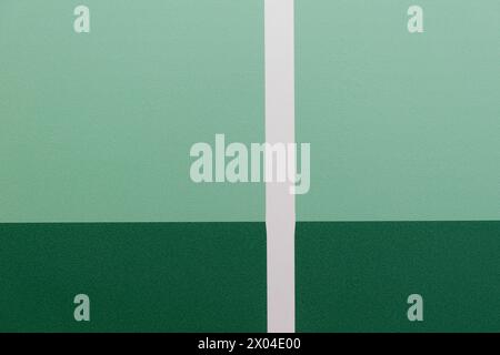 Pallavolo con pavimento verde e menta, floorball, picchetto, badminton, futsal, pallamano. Poster a tema sportivo orizzontale, biglietti di auguri, intestazioni, Web Foto Stock