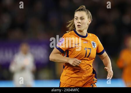 BREDA - Victoria Pelova delle donne olandesi durante la partita di qualificazione al Campionato europeo femminile nel gruppo A1 tra Paesi Bassi e Norvegia allo stadio Rat Verlegh il 9 aprile 2024 a Breda, Paesi Bassi. ANP | Hollandse Hoogte | MAURICE VAN STEEN Foto Stock