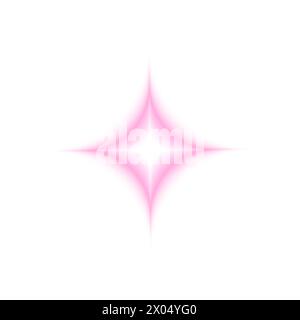 Forma brillante a stella rosa in stile morbido e sfocato, isolata su sfondo bianco. Adesivo y2k alla moda con effetto aura sfumato di tendenza. Icona Bling, scintillio o fuochi d'artificio. Illustrazione vettoriale. Illustrazione Vettoriale