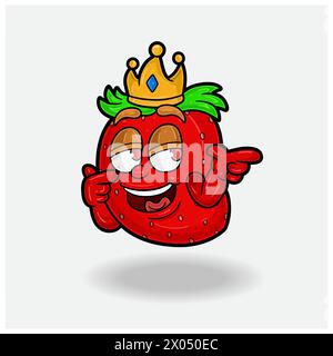 Espressione Sumg con Cartoon, personaggio della mascotte Corona alla fragola. Illustrazioni vettoriali Illustrazione Vettoriale