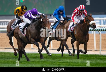 La Torre di Londra e Ryan Moore vincono il rinnovo 2024 della G2 Dubai Gold Cup per l'allenatore Aidan o'Brien, 30/03/24. Crediti JTW equine Images / Alamy. Foto Stock