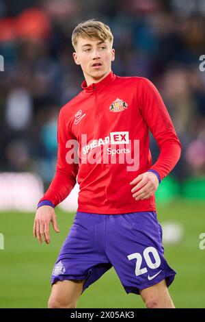 LEEDS, INGHILTERRA - 09 APRILE: Jack Clarke lascia Winger of Sunderland FC scalda prima della partita del titolo Sky Bet Championship tra Leeds United e Sunderland all'Elland Road Stadium il 9 aprile 2024 a Leeds, Inghilterra. (Foto di Francisco Macia/Photo Players Images) Foto Stock