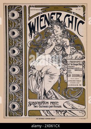 Copertina della rivista di Alphonse Mucha (ceco, 1860-1939). Wiener Chic, no 113., 1901 Foto Stock