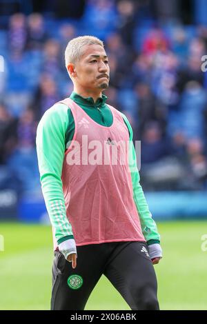 DAIZEN MAEDA, calciatore professionista, attualmente gioca per il Celtic FC, Glasgow. Immagine scattata durante una sessione di allenamento pre-partita e di riscaldamento. Foto Stock