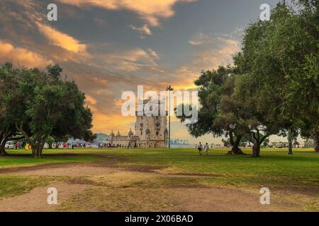 Torre de Belem a Lissabon, Portogallo Foto Stock