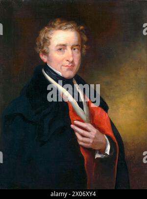 Sir Robert Peel (1788-1850), II baronetto, due volte primo ministro del Regno Unito 1834-1835 e 1841-1846, ritratto a olio su tela di Robert Richard Scanlan, 1838-1850 Foto Stock