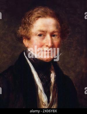 Sir Robert Peel (1788-1850), II baronetto, due volte primo ministro del Regno Unito 1834-1835 e 1841-1846, ritratto a olio su tavola di John Linnell, 1838 Foto Stock