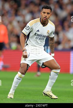 Madrid, Spagna. 9 aprile 2024. Rodrygo del Real Madrid durante la partita di UEFA Champions League al Santiago Bernabau di Madrid. Il credito per immagini dovrebbe essere: Paul Terry/Sportimage Credit: Sportimage Ltd/Alamy Live News Foto Stock