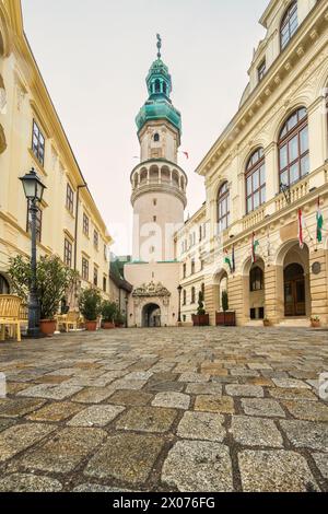 Torre dei vigili del fuoco a Sopron, Ungheria, Europa. Foto Stock