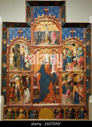 "Pala d'altare di Santa Barbara", c. 1410-1425, Goncal Peris Sarrià, dipinti gotici medievali, Museo Nazionale d'Arte Catalana, Museu Nacional d Art de C. Foto Stock