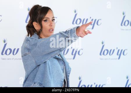 Madrid, Spagna. 10 aprile 2024. Anabel Pantoja presenta i nuovi cosmetici LOVa'YC presso il Room Mate Macarena Hotel il 10 aprile 2024 a Madrid, Spagna. (Foto di Oscar Gonzalez/Sipa USA) credito: SIPA USA/Alamy Live News Foto Stock