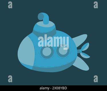 Illustrazione isolata vettoriale di un sottomarino. Illustrazione Vettoriale