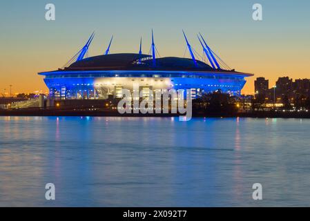 SAN PIETROBURGO, RUSSIA - 29 MAGGIO 2018: Nuovo stadio 'St. Il primo piano della notte bianca della Petersburg Arena Foto Stock