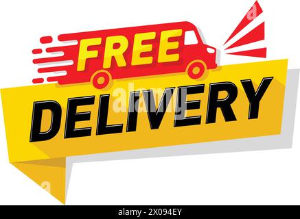Etichetta del servizio di consegna gratuita. Icona ordine di spedizione gratuito. Vettore su sfondo trasparente Illustrazione Vettoriale