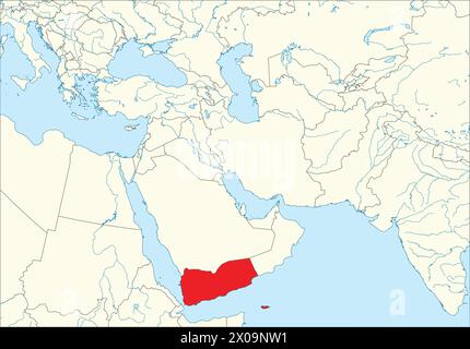 Mappa rossa DELLO YEMEN all'interno della mappa bianca del Medio Oriente Illustrazione Vettoriale