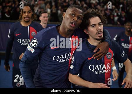 Parigi, Francia. 10 aprile 2024. Julien Mattia/le Pictorium - PSG - FC Barcelona - 10/04/2024 - Francia/Ile-de-France (regione)/Parigi - celebrazione del gol di Ousmane Dembele per il PSG durante i quarti di finale di Champions League tra PSG e FC Barcelona al Parc des Princes, 10 aprile 2024. Crediti: LE PICTORIUM/Alamy Live News Foto Stock