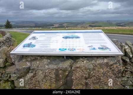 Inghilterra confine con la Scozia, A68, vicino a Jedburgh Foto Stock