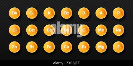Set di vitamine vettoriali Illustrazione Vettoriale