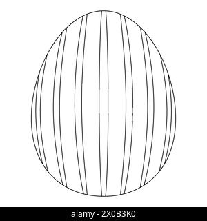 Libri da colorare per bambini. Uovo di Pasqua decorato con strisce. Disegno vettoriale in bianco e nero Illustrazione Vettoriale