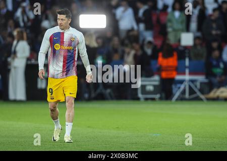 Parigi, Francia. 10 aprile 2024. © Sebastien Muylaert/MAXPPP - Parigi 10/04/2024 Robert Lewandowski di Barcellona durante il Paris Saint-Germain V Barcelona, UEFA Champions League, quarti di finale, pareggio di andata al Parc des Princes di Parigi, Francia. 10.04.2024 crediti: MAXPPP/Alamy Live News Foto Stock