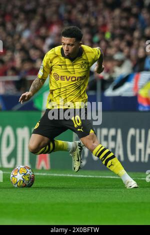 Jadon Sancho del Borussia Dortmund durante la UEFA Champions League, tra il Madrid e il Borussia Dortmund allo stadio Metropolitano il 10 aprile 20 Foto Stock