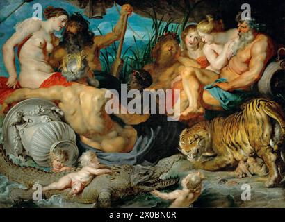 I quattro continenti, noti anche come i quattro fiumi del Paradiso o i quattro angoli del mondo, è un dipinto dell'artista fiammingo Peter Paul Rubens, realizzato tra il 1612 e il 1615 Foto Stock
