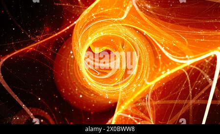 Campo di forza quantistica multidimensionale luminoso con particelle elementari, rendering 3D. Foto Stock