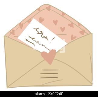 Busta posta con lettera d'amore, giorno di valentines Illustrazione Vettoriale