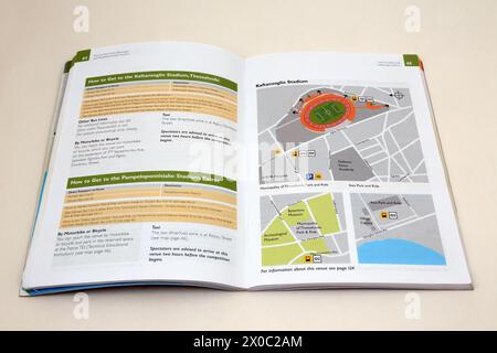 Stadion Guida ufficiale per gli spettatori alle Olimpiadi estive Atene 2004 Mappa dello stadio Foto Stock