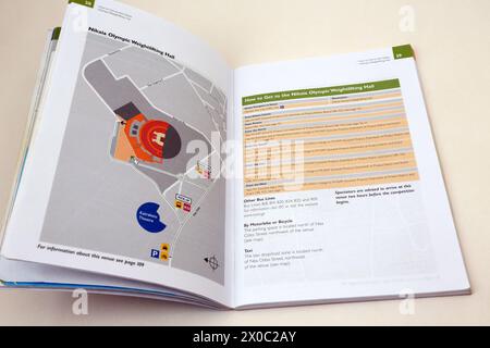 Stadion Guida ufficiale per gli spettatori alle Olimpiadi estive Atene 2004 Mappa della sala sollevamento pesi Foto Stock