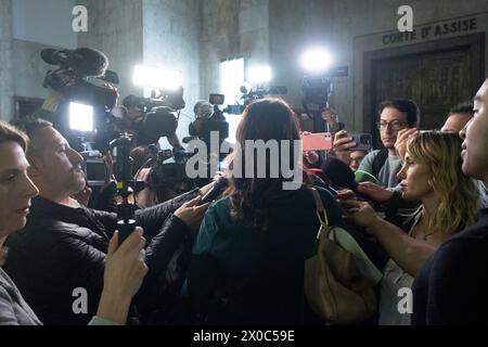 Milano, Italia. 11 aprile 2024. Palazzo di giustizia. Processo Impagnatiello per l'omocidio di Giulia Tramontano. - Cronaca - Milano, Italia - Gioved&#xec; 11 aprile 2024 (foto Alessandro Cimma/Lapresse) Palazzo di giustizia. Processo Impagnatiello per l'omicidio di Giulia Tramontano. - News - Milano, Italia - giovedì 11 aprile 2024 (foto Alessandro Cimma/Lapresse) crediti: LaPresse/Alamy Live News Foto Stock