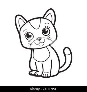 Whiskers e meraviglia: Un contorno di Feline Grace Illustrazione Vettoriale